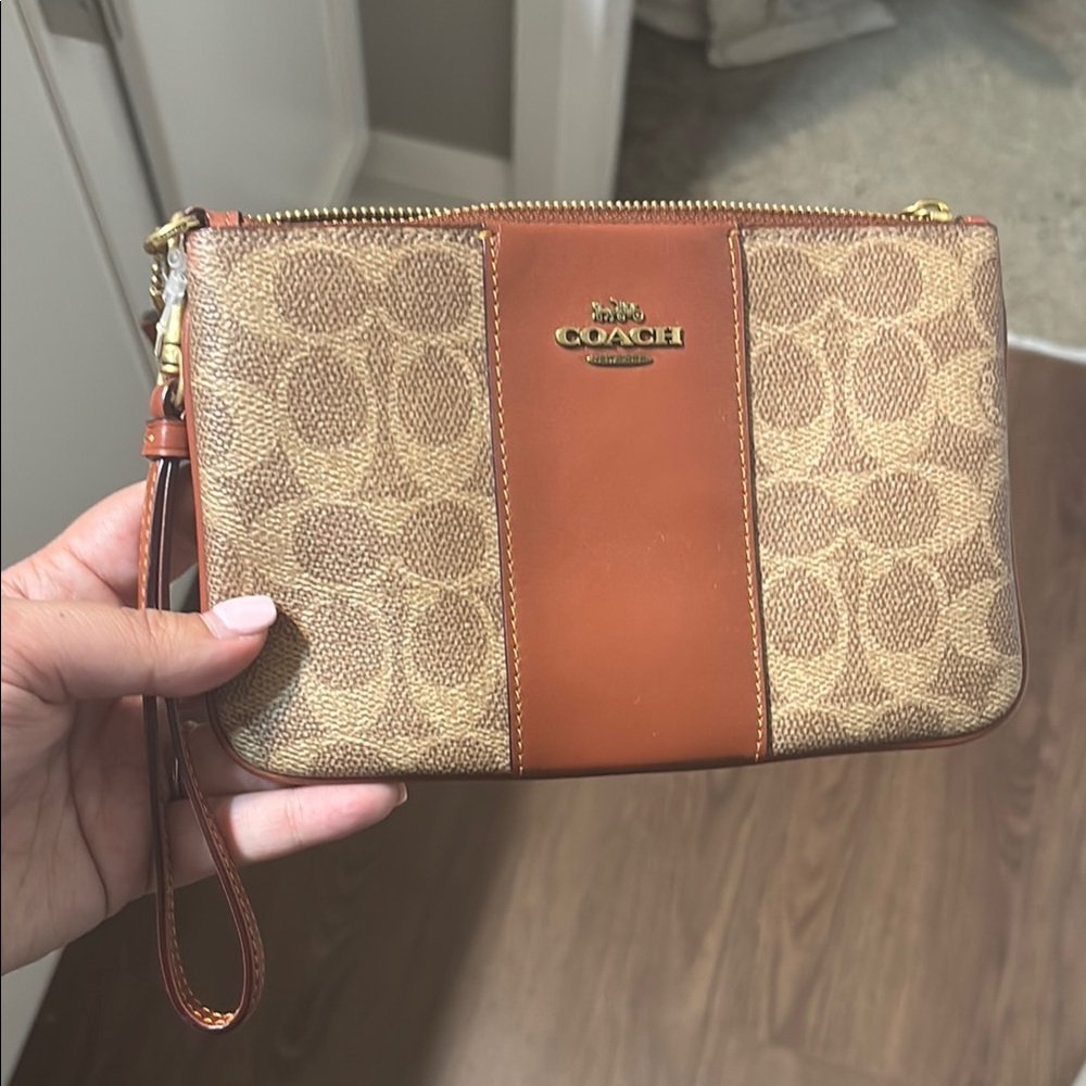 Coach Tan and Brown Wristlet
